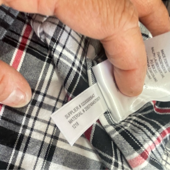 Lauren Ralph Lauren Plaid Non Iron Dress Shirt S White Black Red Blouse - Picture 9 of 14